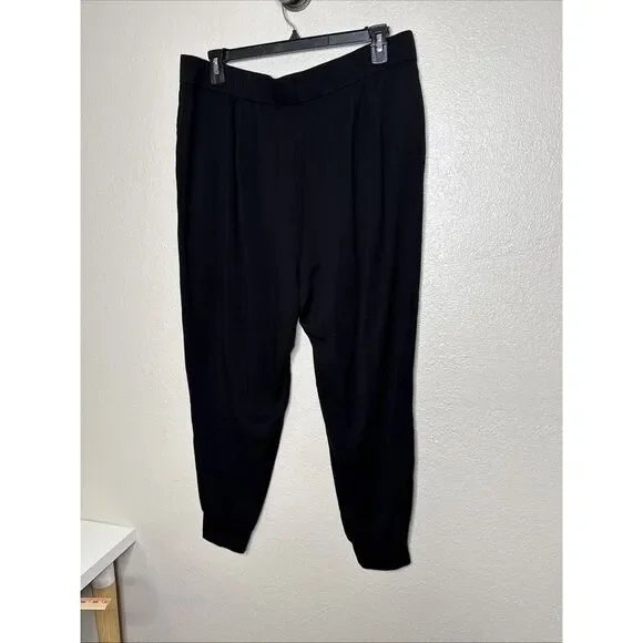 Eileen Fisher 1X Jersy Knit Slouchy Jogger Pants Size Black Pleats Soft Lounge - Picture 4 of 9